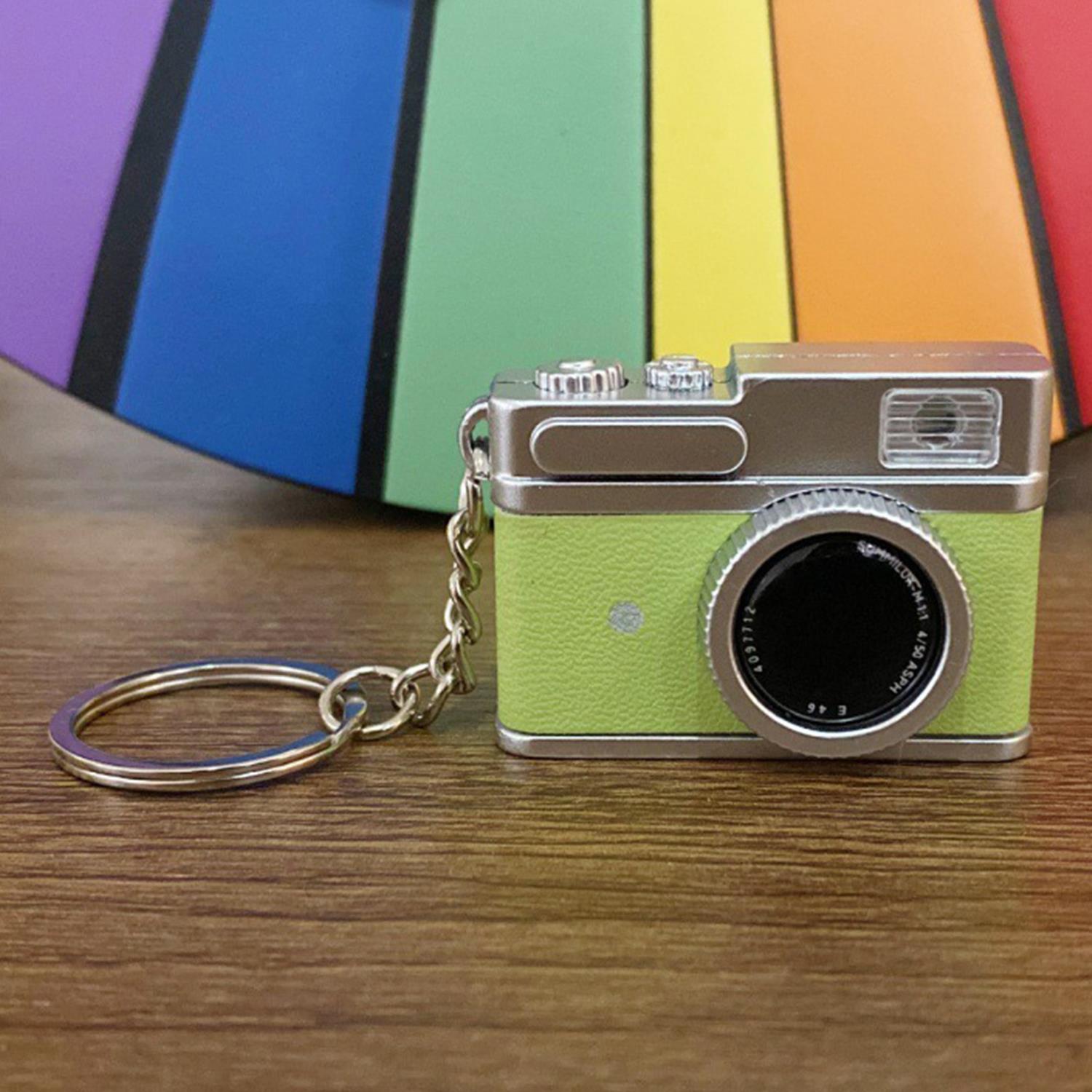 Retro kameramodell med ljud och ljus nyckelring fotograf nyckelring mini kamera nyckelring babyfoto rekvisita: Grön