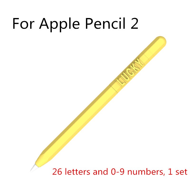 Cute Candy Color Silicone Case For Apple Pencil 2/1 For iPad Tablet Touch Pen Funny DIY Letter Number Protective Cover: yellow For pencil 2