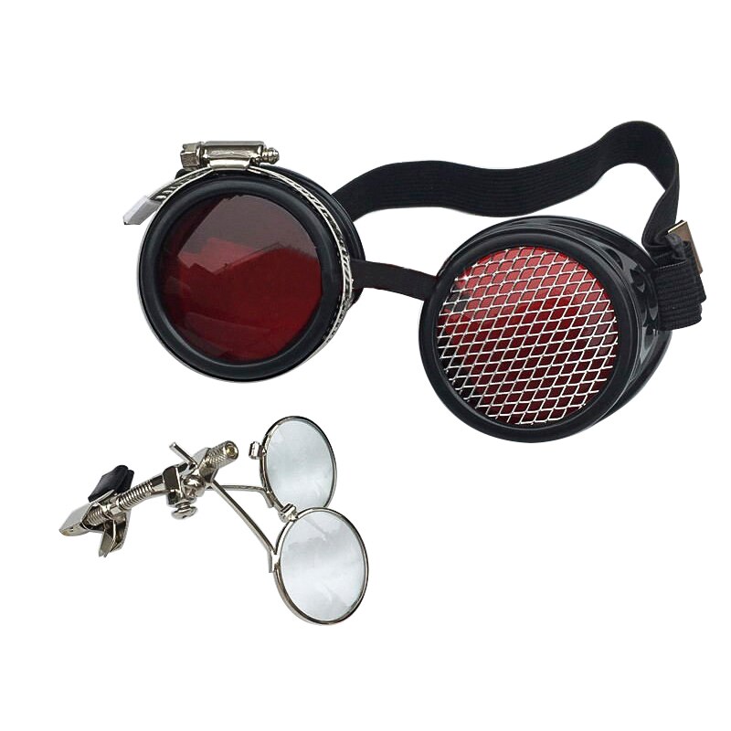 Cosplay Steampunk Goggles Industrial Magnifier Retro Gothic Eyeglasses Halloween Props Punk Glasses Red Blue Green Yellow Black