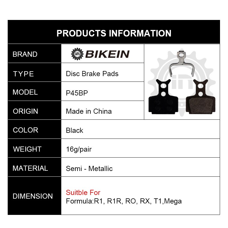 BIKEIN - 4 Pairs Resin Bicycle Disc Brake Pads For Formula The One R1 R1R RO RX T1 Mega The One FR C1 CR3 Bike Disc Brake Parts