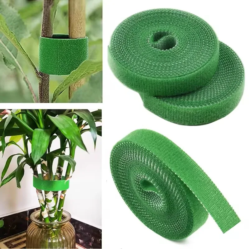 Cordel de jardín verde para plantas, lazos de nailon para plantas, gancho de jardín, lazo, envoltura de caña de bambú, soporte, accesorios de jardín, 2M