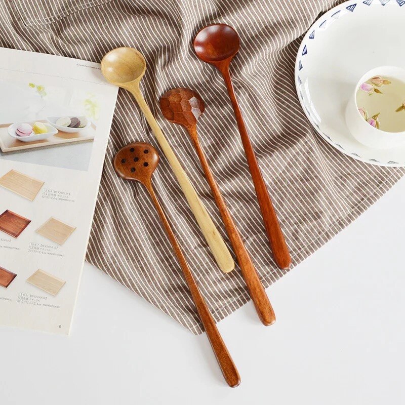 Série japonaise en bois massif cuillère Nanmu marmite en bois longue poignée cuillère cuillère à remuer Sauce