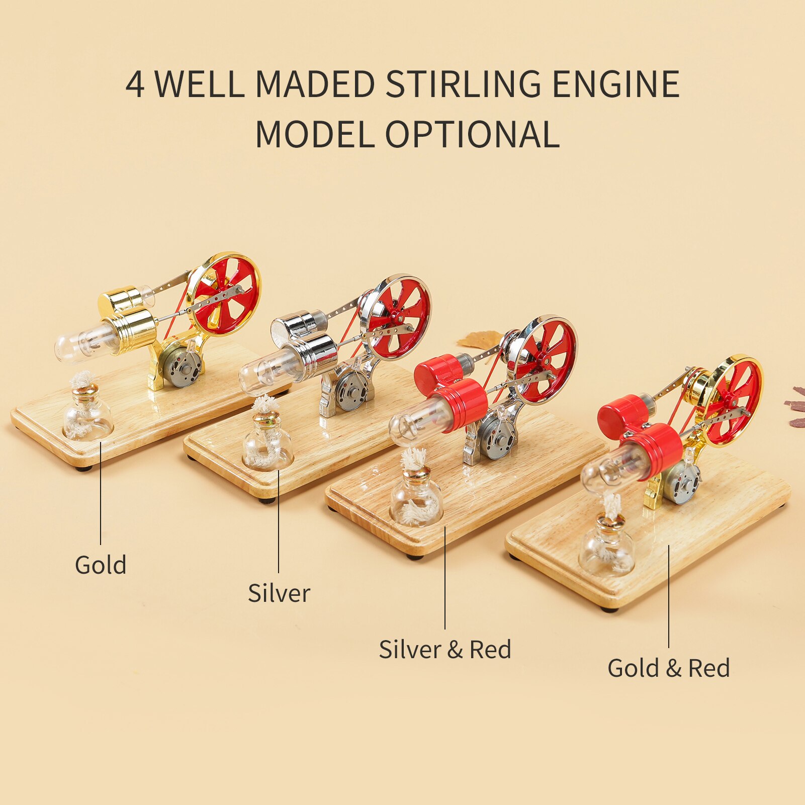 Stirling Engine Kit Electricity Generator Air Motor Model Physical Generator Model with LED Light Flywheel Science