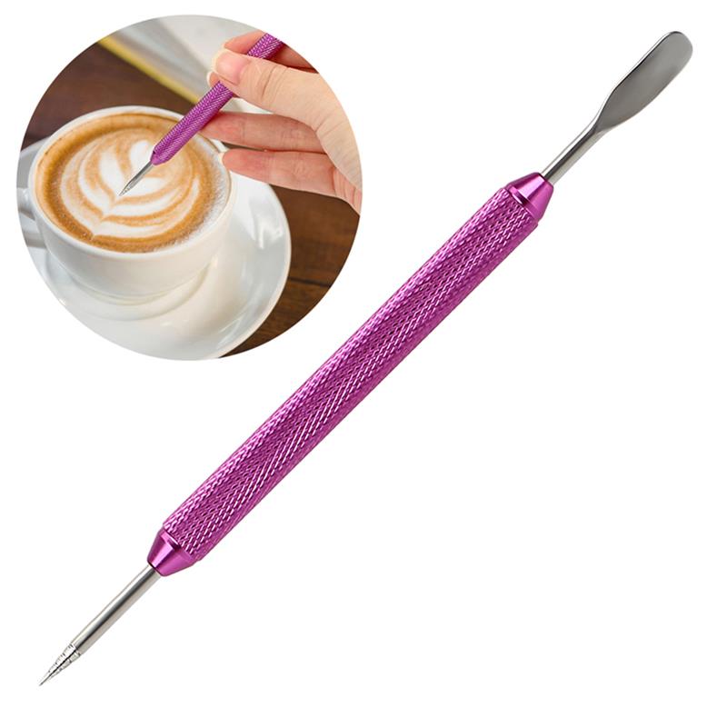Kapmore 1pc Coffee Art Needle Stainless Steel Non Slip Coffee Carved Needle Coffee Art Pen Coffee Decor Tools Accessories: Purple
