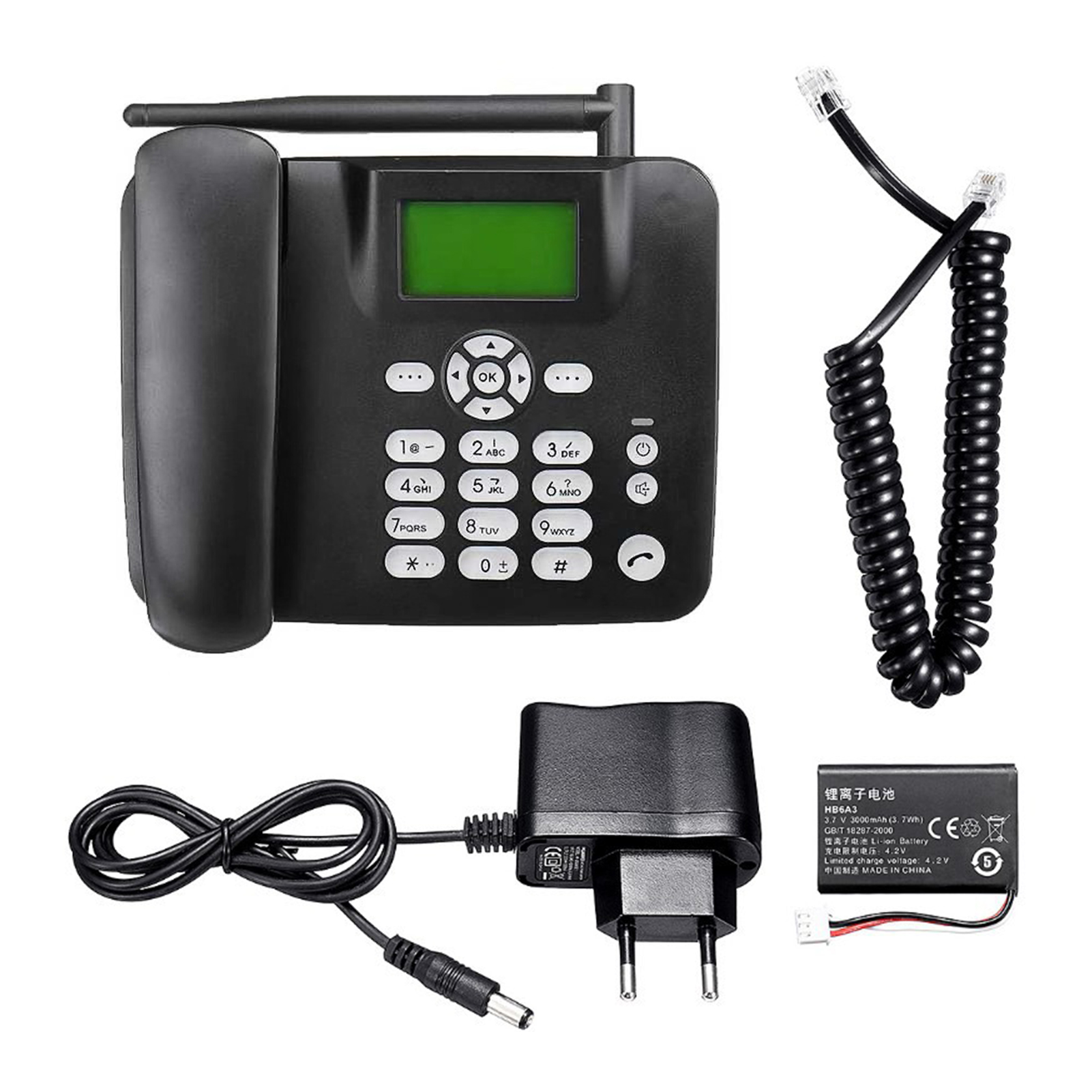 Teléfono inalámbrico fijo 2G, dispositivo de escritorio, compatible con GSM 850/900/1800/1900MHZ, tarjeta SIM, antena, Radio, alarma, Cloc