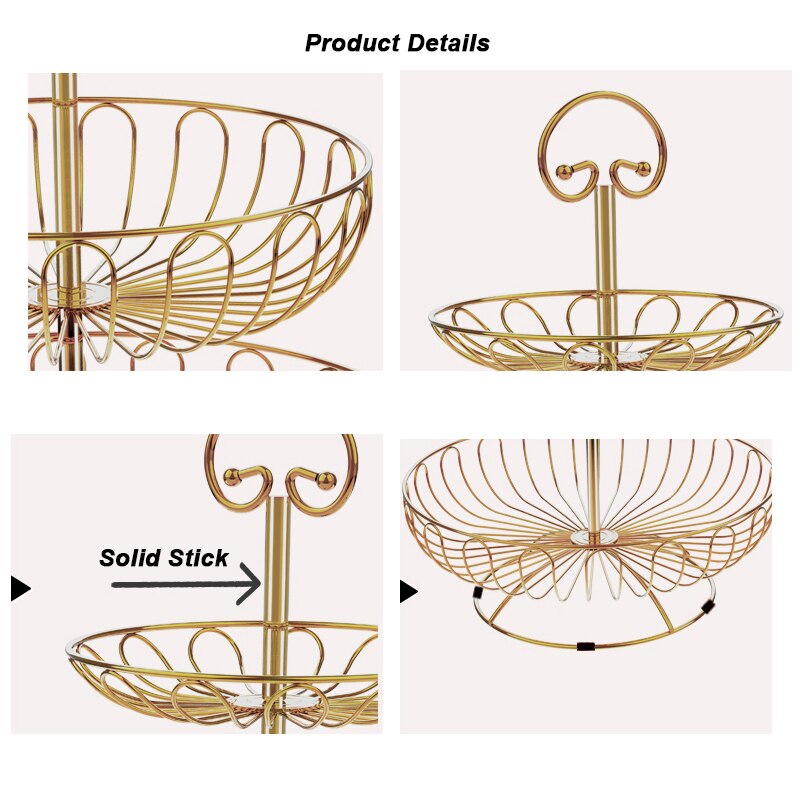 Montage 3 Tiers Metalen Fruit Serveren Kom Mand Aanrecht Display Fruit Groenten Opslag Stand Snacks Houder Voor Partijen