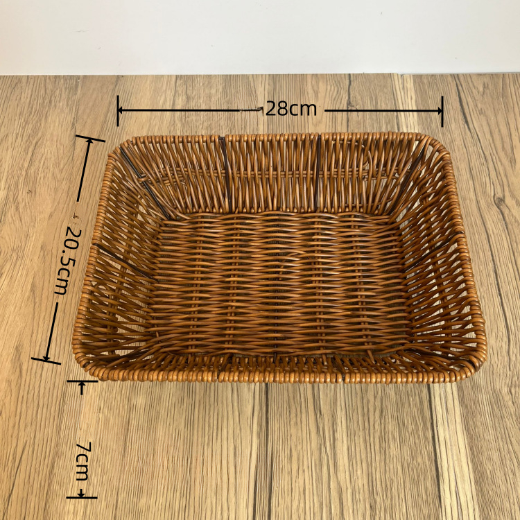 Supermarket Fruit and Vegetable Display Basket Dim Sum Basket Square Storage Basket Woven Fruit Basket Snacks Bread Snack Basket: Pink