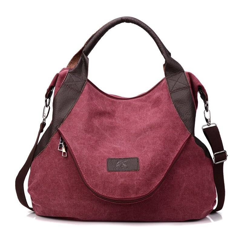 Unieke Vrouwen Handtassen Nylon Waterdichte Canvas Top Handvat Tassen Modieuze Eenvoudige Messenger Bag Postman Bag: wine red