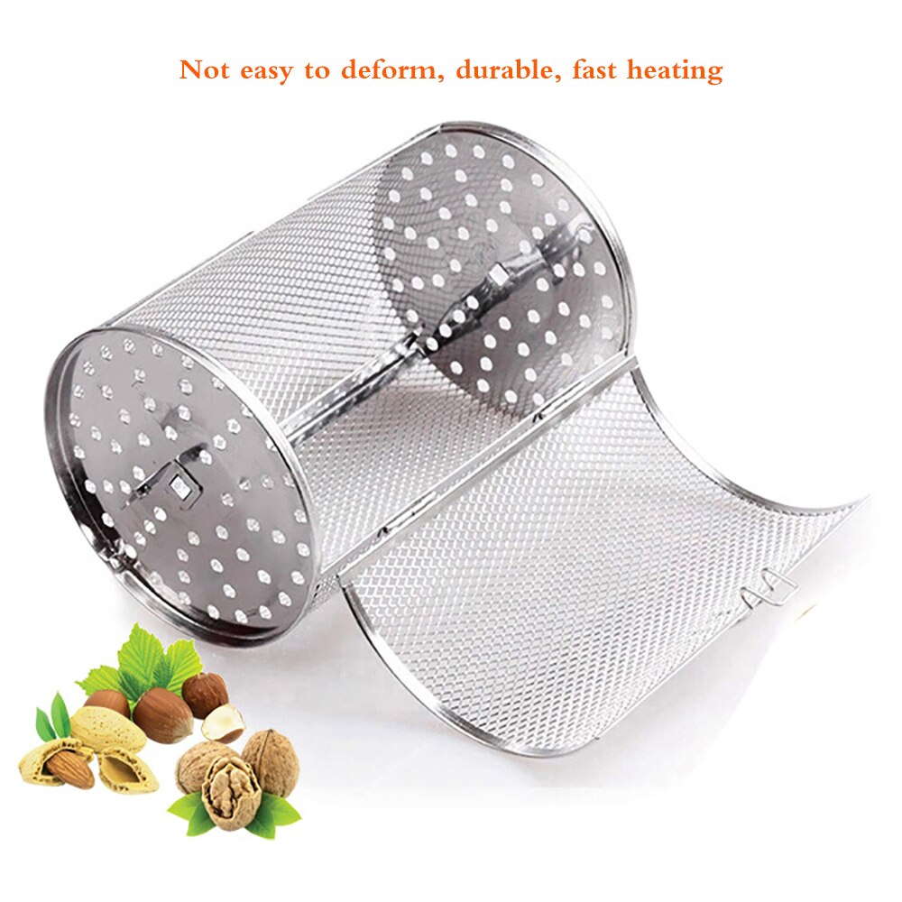 BBQ Stainless Steel Rotisserie Grill Roaster Drum Oven Basket Bakeware Oven Roast Baking Rotary Nuts Beans Peanut Basket Grill