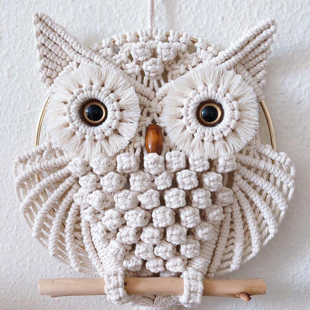 Novedosos búhos atrapasueños macramé de algodón para colgar en la pared borlas hechas a mano atrapasueños decoración del hogar 15/30cm