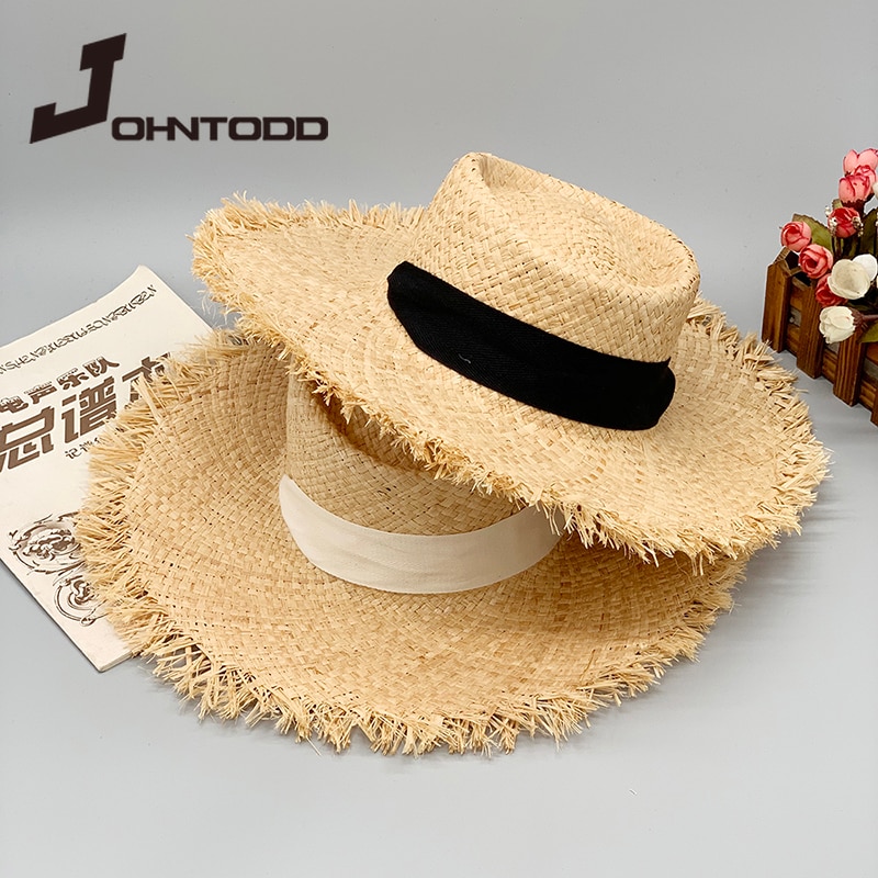style ladies oversized hat big brim hat 20cm raffia sun hat wide brim beach hat lady soft straw cap
