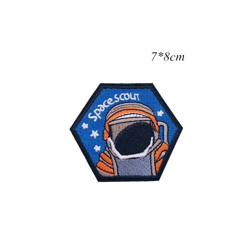 1 PCS UFO Alien Patches Astronaut Planet Embroidery Iron On Universe Parches For Clothing DIY Applique Badge Iron On Patches: khaki