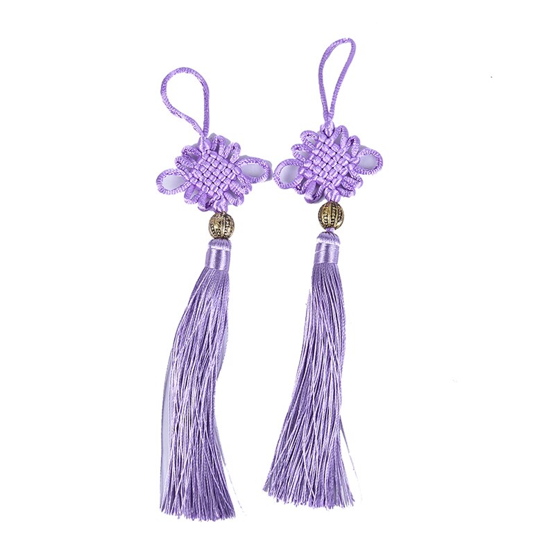2PC Gold Beads Chinese Knot Tassel Home Textile Curtain Garment Sewing Macrame Decoration Pendant DIY Jewelry Accessories: Lilac