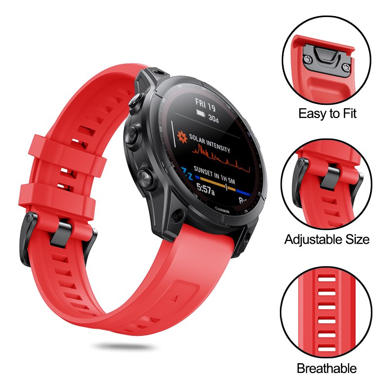 22 26mm Strap For Garmin Fenix7x/6x/6x Pro/5x/5x Plus Quick Fit Silicone Watchband for Fenix 5 6 7 Watch Bracelet Wristband