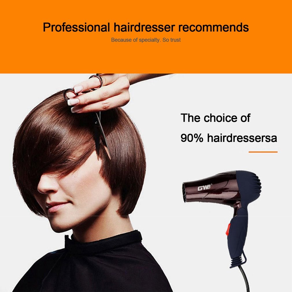 GW-555 1500W Mini Portable Hair Dryer Folding Foldable Low Power School Students Air Blower Compact Traveller Blower