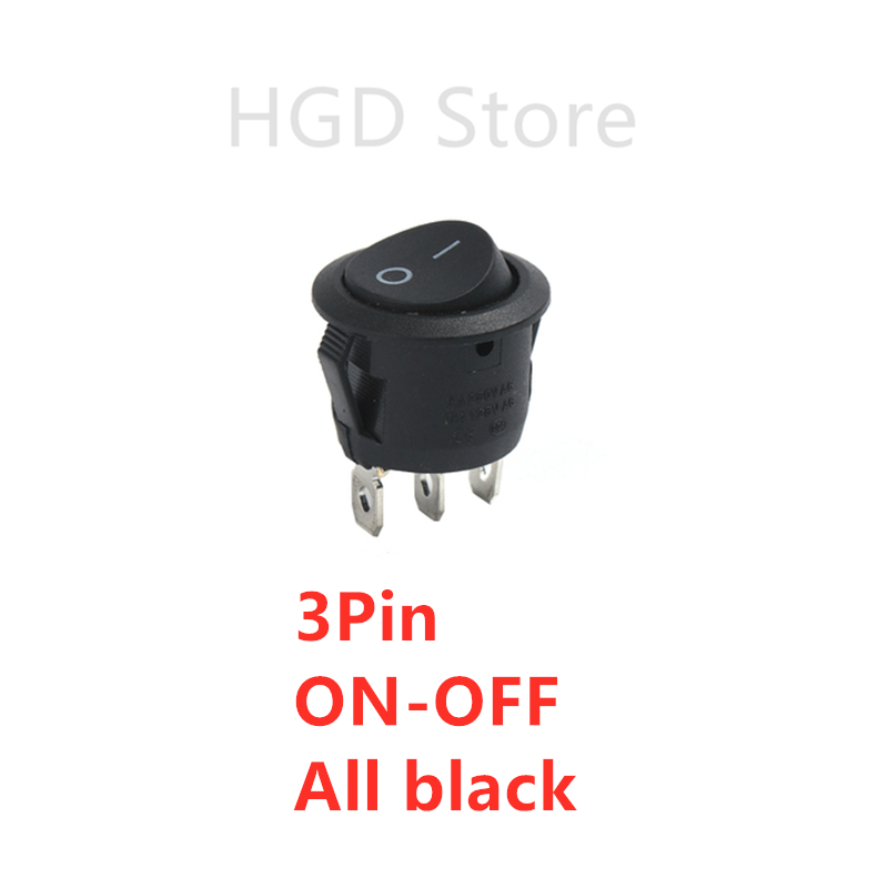 2PCS KCD1 20MM Round Rocker Switch 2/3/4Pin ON-OFF-ON 12V 6A/250VAC 10A/125VAC SPST LED Car Push Button Switch With Light: MULTI