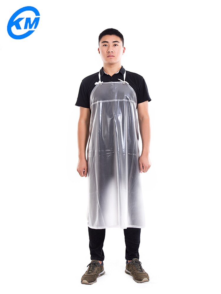 Waterproof transparent PVC kitchen apron waist overall apron: L