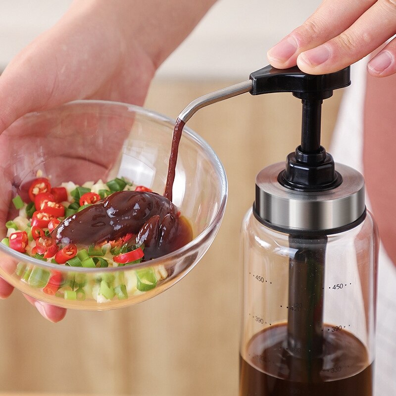 Såsdispenserpump med gl -flaska för ketchup honungssirap sallad läcksäker köksmakdispenser flaskpump