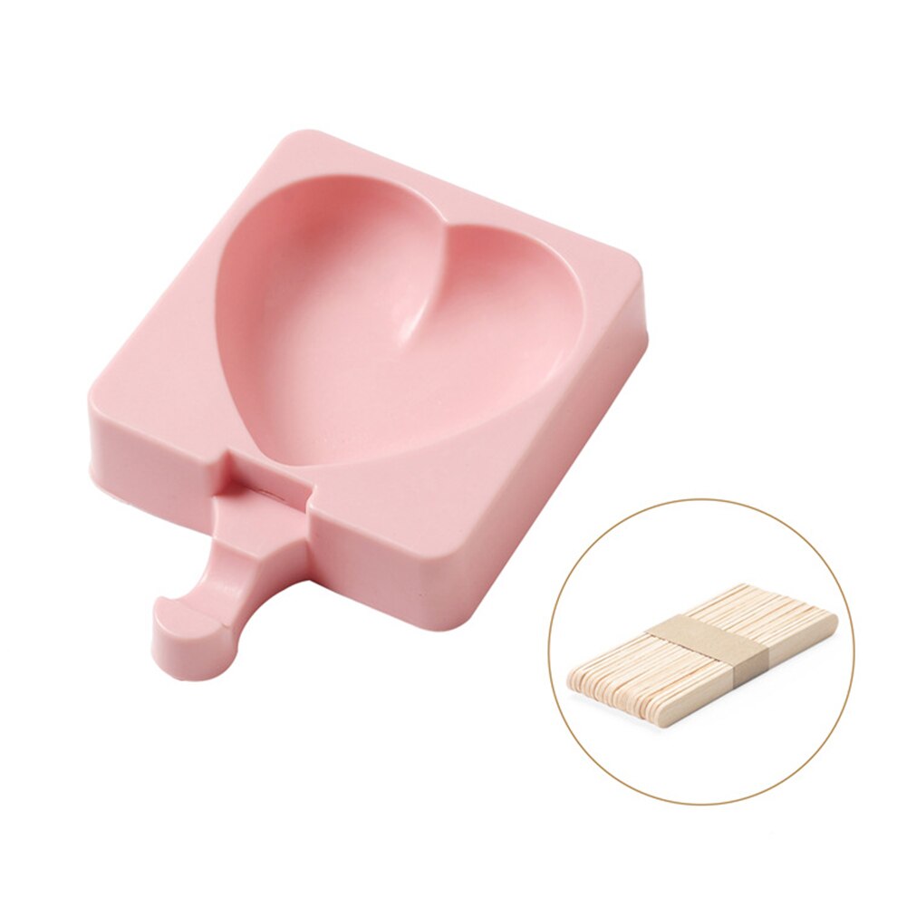 8 Shapes Silicone Ice Cream Mold Popsicle Molds DIY Homemade Dessert Freezer Fruit Juice Ice Pop Maker Mould With Sticks: Love
