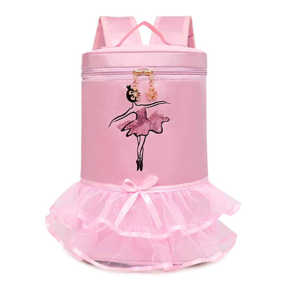 Girls Ergonomic Cute Bow Tie Ballet Dance Lace Backpack Adjustable Strap Kids Latin Dance Tote Bags Costume Clothes Shoes Dress: Pink