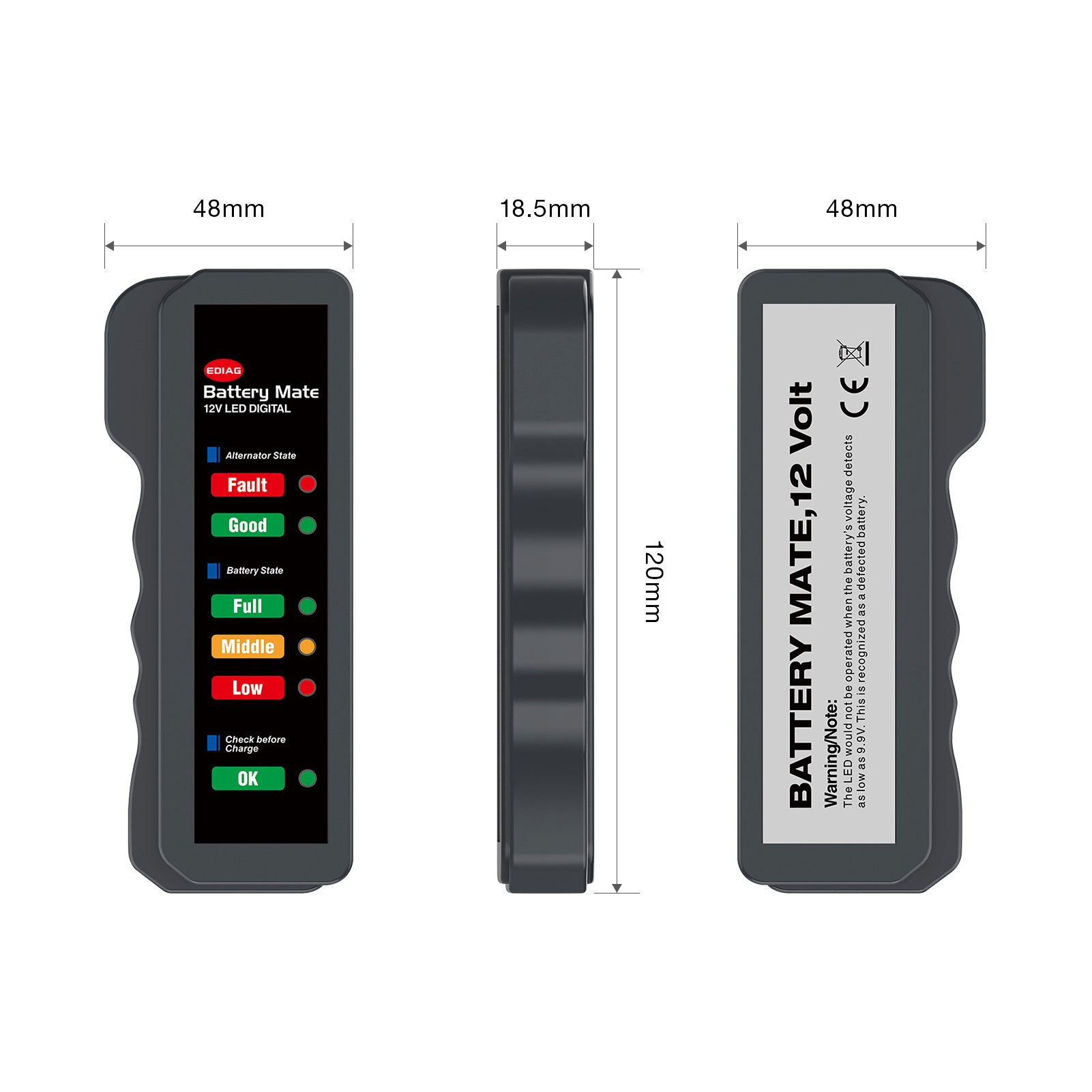 12V Car Battery Tester Digital Automotive Diagnostic Battery Tester 6 LED Lights Display Car Diagnostic Tool Auto Battery Tester