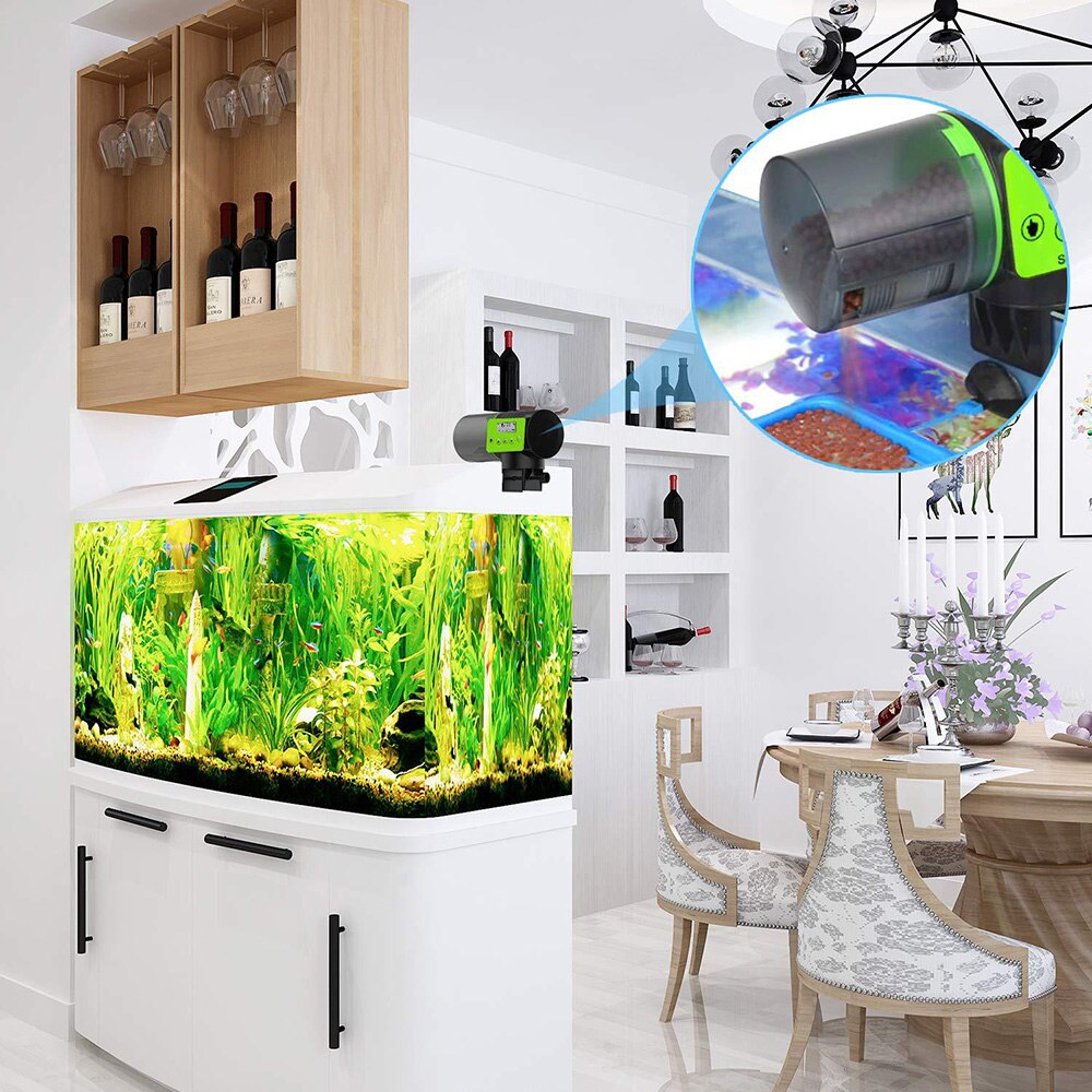 LCD Display Intelligent Timing Fish Tank Automatic Feeder Aquarium Automatic Feeder Large Capacity Fish Food Dispenser