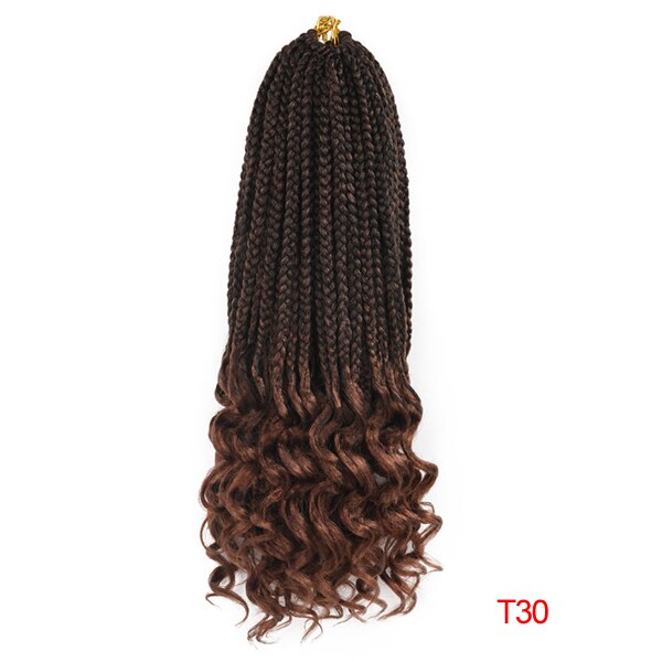 22 Strands Braiding Hair Crochet Hair Box Braids Ombre Synthetic Hair for Braid Hair Extensions Curly Ends: T30 / 14inches