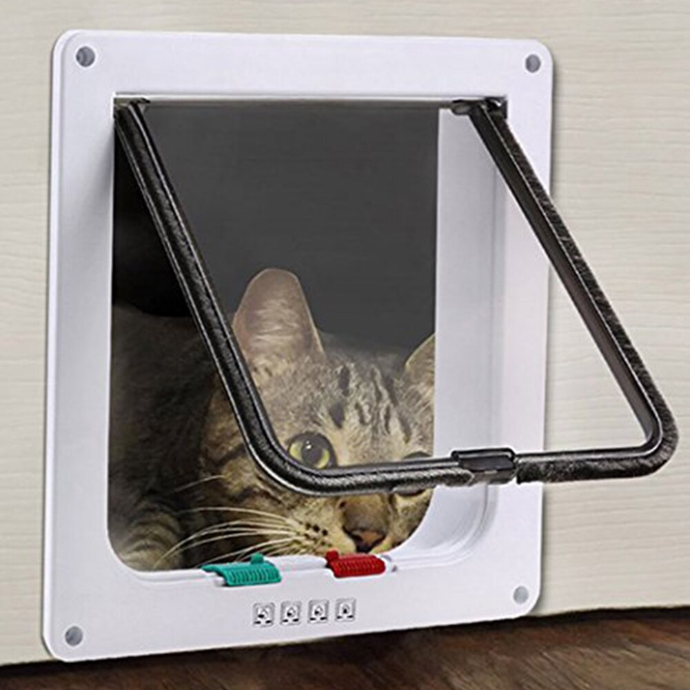 Cat Flap Door Safe Lockable Magnetic Pet Screen Door With 4 Way Lock For Puppies And Small Dogs Pretty Garden Easy Install