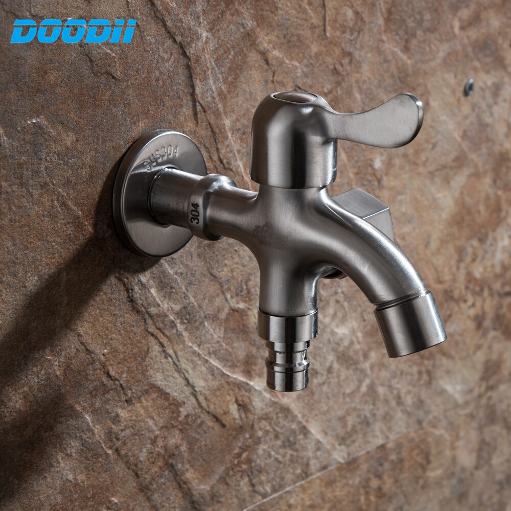 Doodii 304 Stainless Steel Washing Machine Faucet Double Use Bibcock Laundry Mop Pool Tap Dual Handles Washing Machine Taps