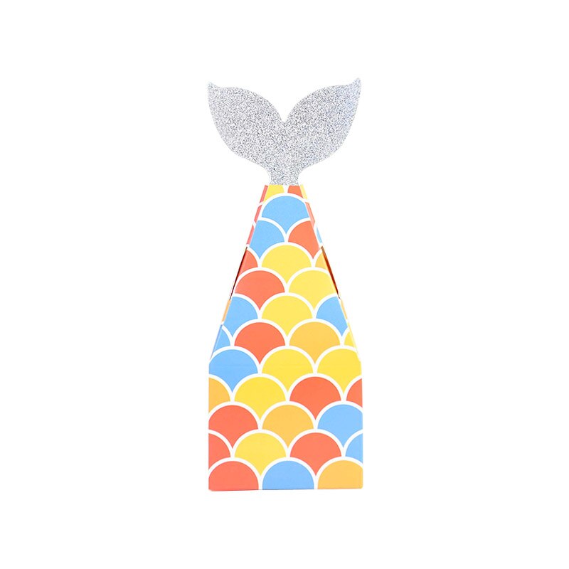 Boîtes en papier queue de sirène licorne 10 pièces/ensemble, boîtes à biscuits bonbons Popcorn, fournitures de décoration pour fête d&#39;anniversaire mariage enfants: set J