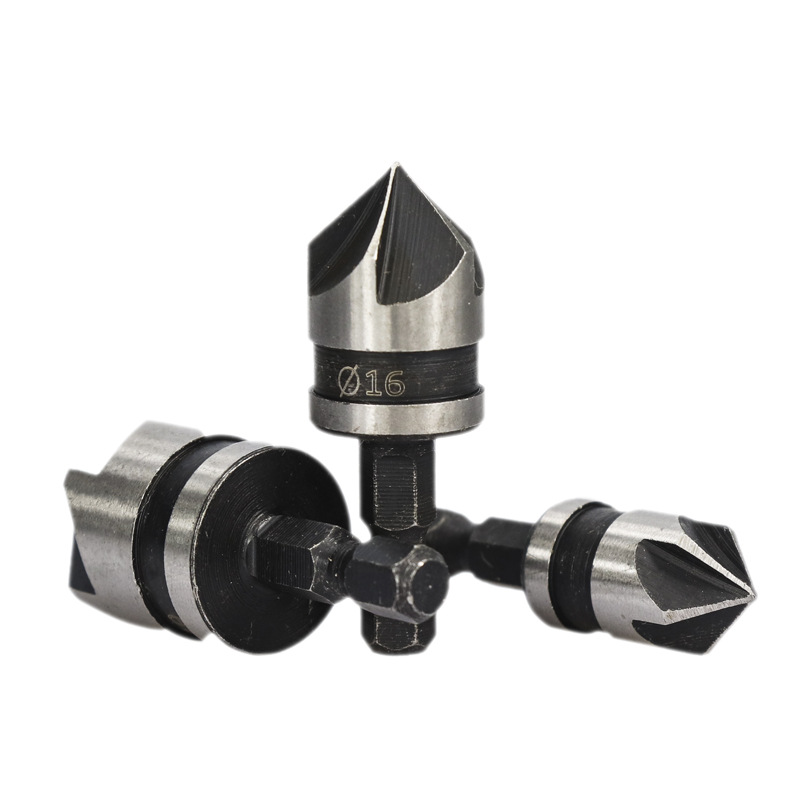 1/3/6pcs 82Degrees Chamfer Drill Bit Set 12/16/19mm 5Flute Woodworking Drill Bit Cutter Countersink Drill Bit Set Metal Drilling