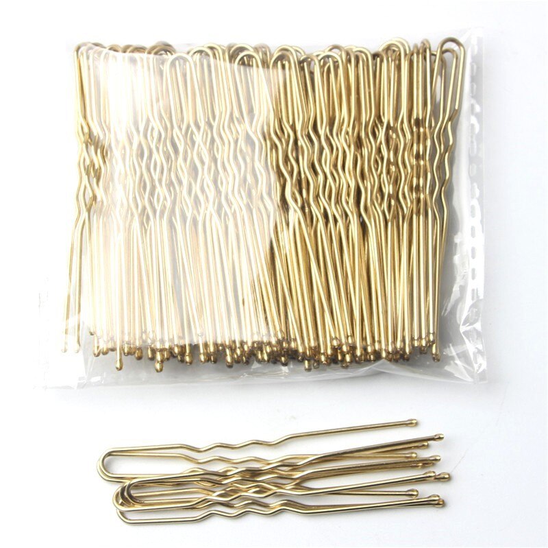 Horquilla básica de Metal chapada en oro y marrón en forma de U, horquilla Invisible para estilismo del cabello, accesorios para el cabello de salón, agarre seguro para el cabello