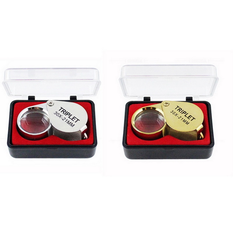 mini mały przenośny podręczny lupa jubilerska 30X 21mm duże powiększenie szklany metalowy składany kieszonkowy rozmiar identyfikacja lupa