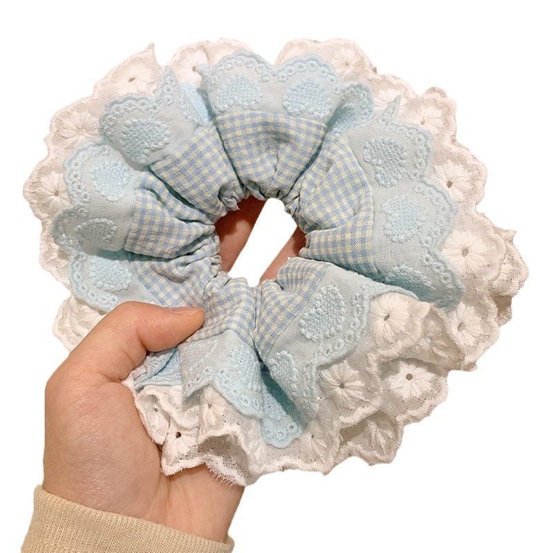 Stora hårband för kvinnor i spets, rutigt hårband, hästsvanshållare, hårknyte, hårring, gummiband, håraccessoarer för kvinnor, huvudbonader