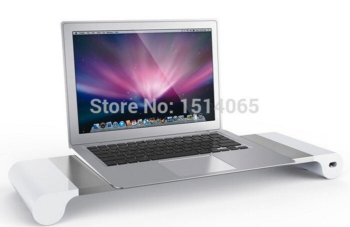 Wit Premium Aluminium Monitor Stand met 4 Usb-poorten voor iMac Mac Mini MacBook Pro Air/Windows PC Laptop Desktop stand
