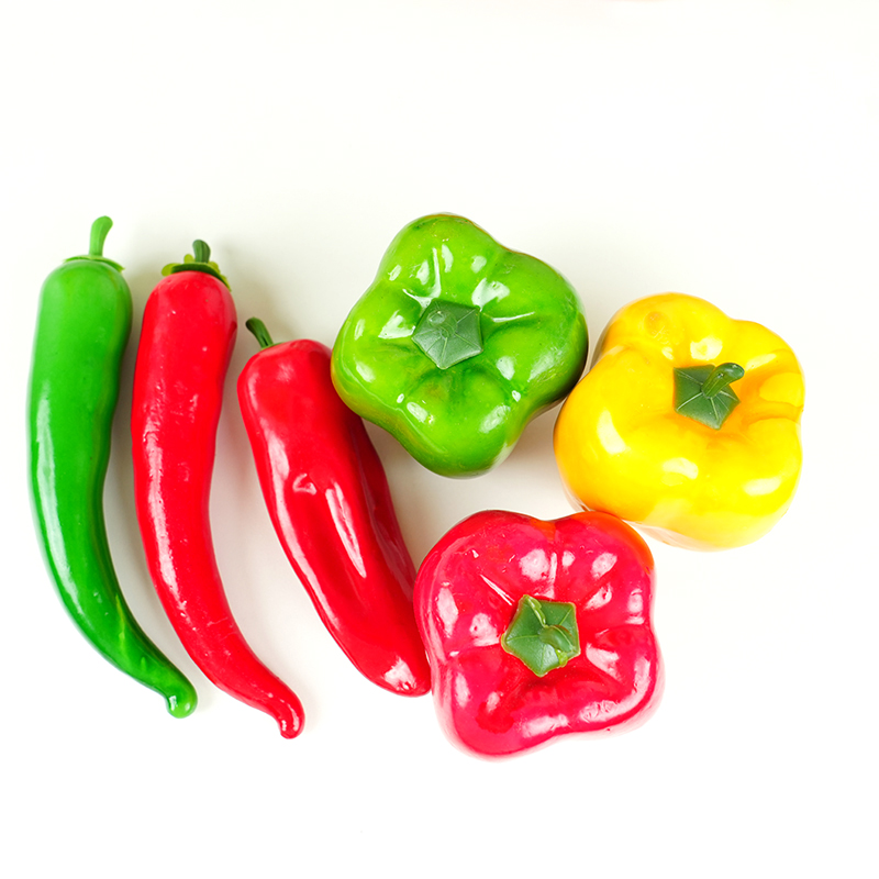 7pcs Pepper Green Pepper simulated vegetables Artificial PE Fruit Model Party Kitchen Decoration Shooting props