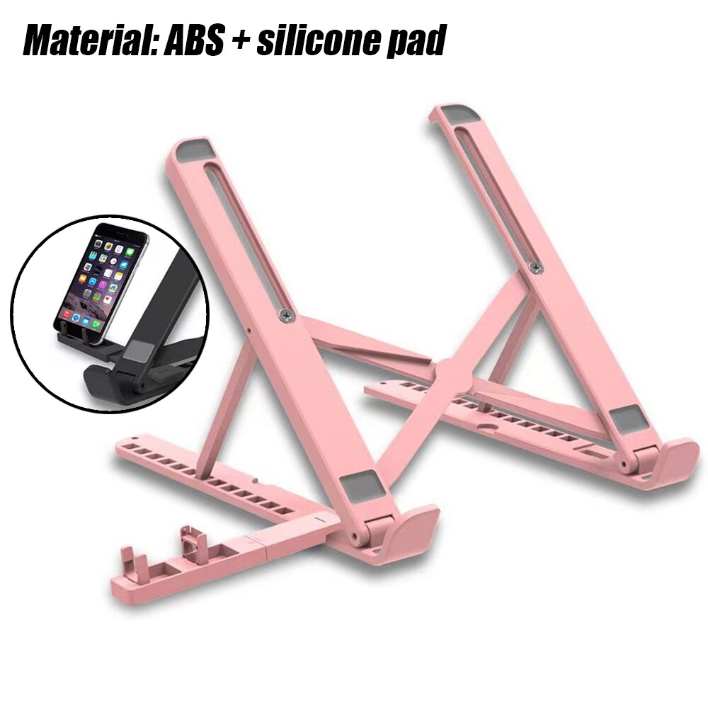 Verstellbarer, faltbarer laptopständer, universeller tragbarer desktop-notebook-halter, rutschfeste tablet-halterung, zubehör für macbooks: B rosa