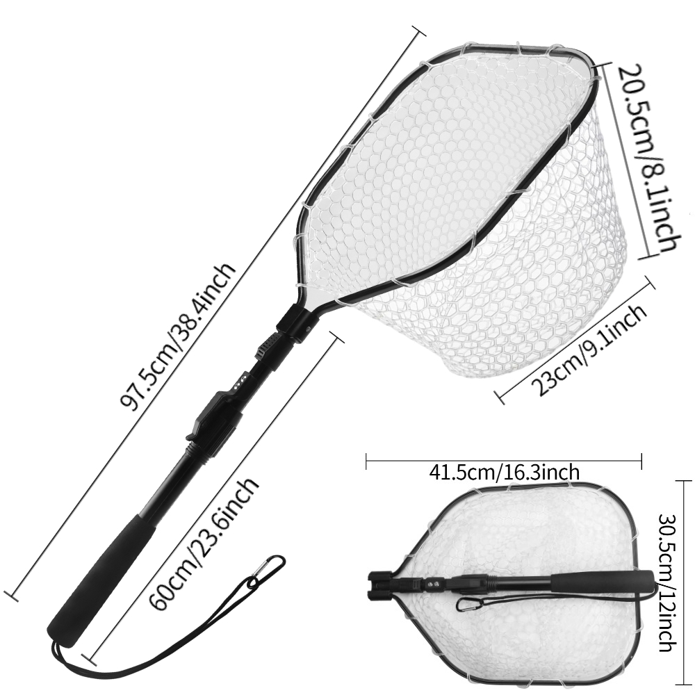 Floating Fishing Net Bass Trout Landing Net Foldable Lightweight Portable Rubber Coated Fish-Friendly Mesh Easy Catch & Release: PURPLE