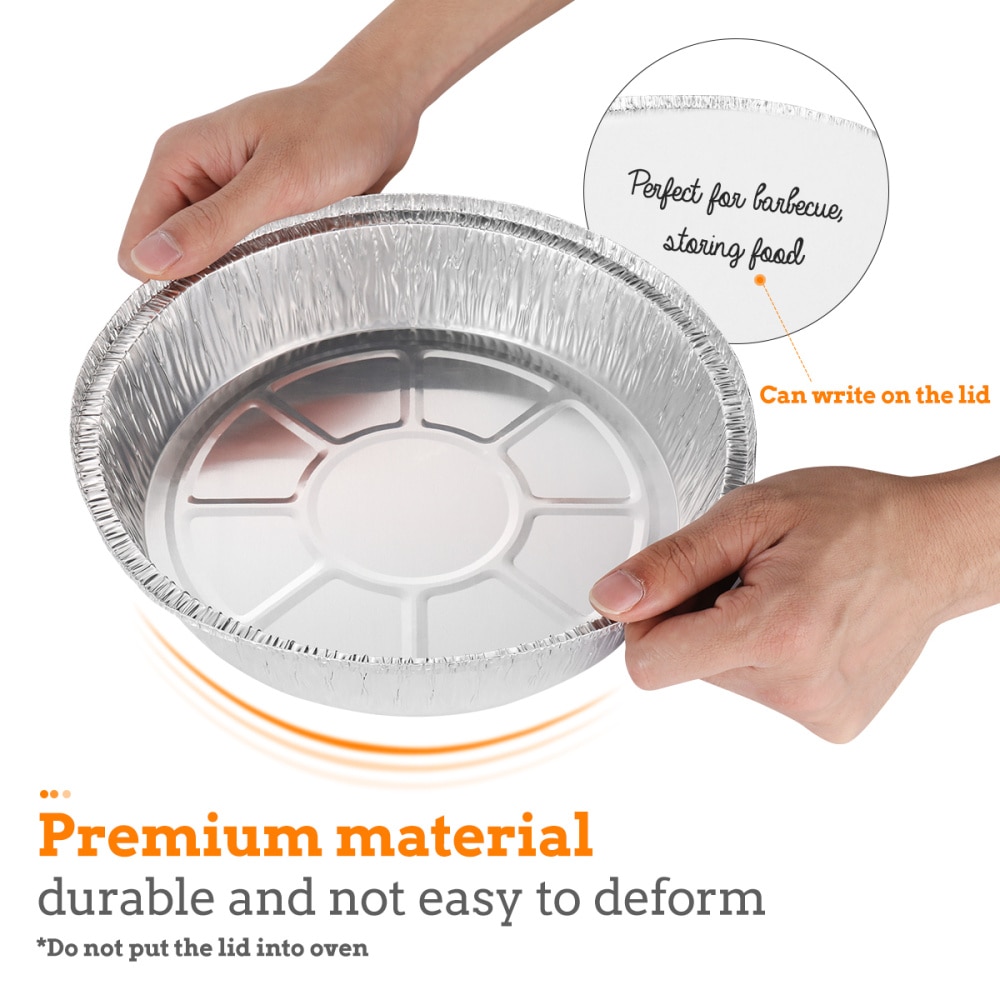 20pcs Aluminum Foil Pans Portable Pie Pans Steam Pans Food Containers with Lids for Baking Cooking