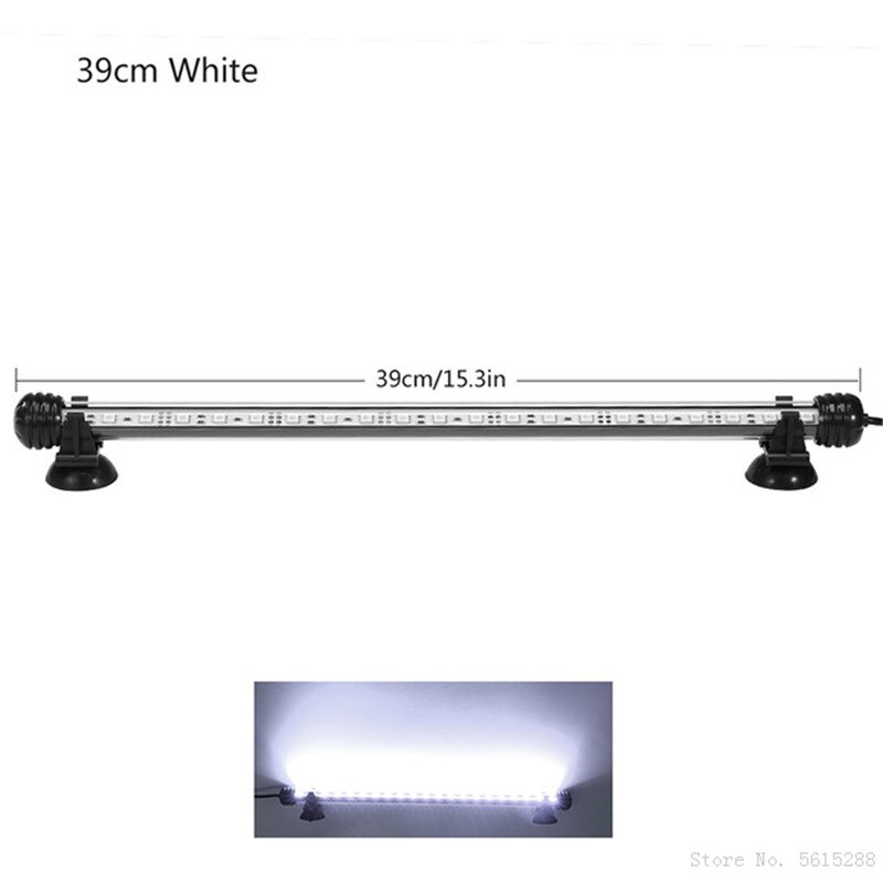 Barra de luz LED impermeable para acuario, luz subacuática de 19, 29 y 39cm, lámpara para acuario, decoración de acuarios, iluminación de 220V, enchufe europeo: White 39cm