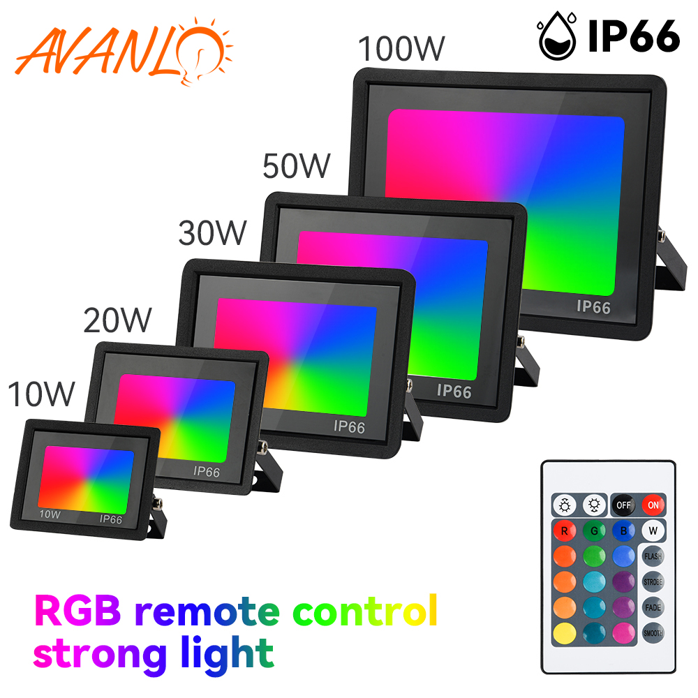 RGB Proiettore portato Riflettore Illuminazione Esterna 220V 30W 50W 100W IP66 Impermeabile Esterno RGB Faretto Lampade Illuminazione Paesaggio