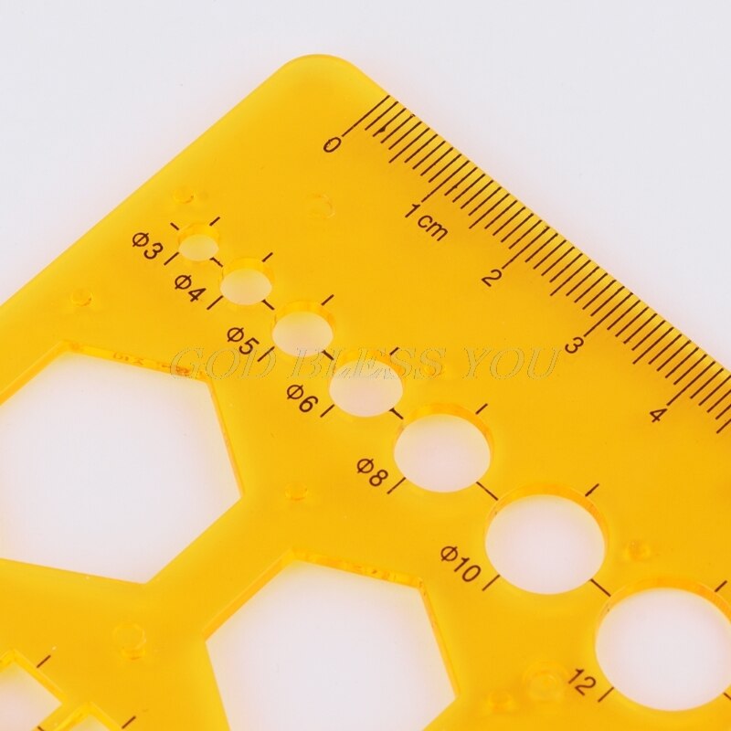 K Resin Ruler Circles Squares Triangle Geometric Template Ruler Stencil Measuring Tool Ruler School Accessories