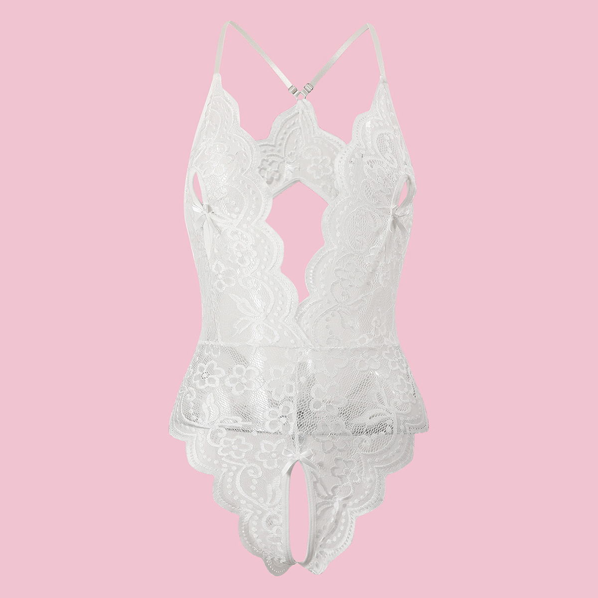 Sexy ondergoed vrouw kruisloze bodysuit lingerie erotische rugloze nachtkleding holle bh Valentijnsdag voor seks dating kleding: L / WIT