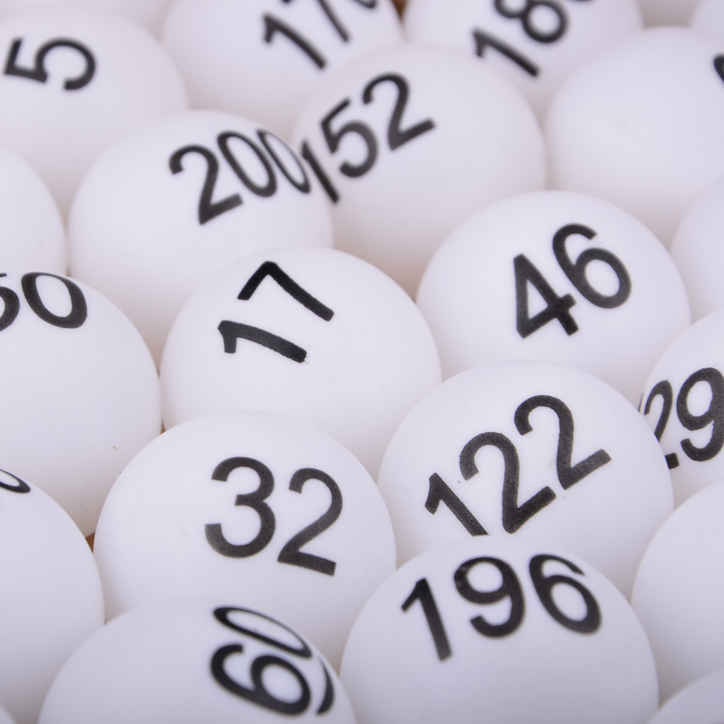 White color digital number1 to 200 game balls pingpong ball lottery draw ball