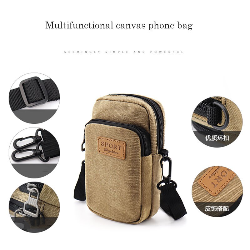 Universale 6.5 ''Impermeabile Multifunzionale della tela di canapa sacchetto del telefono del Sacchetto di Spalla Della Borsa Casual Crossbody bag Borse Messenger per Gli Uomini Uomo