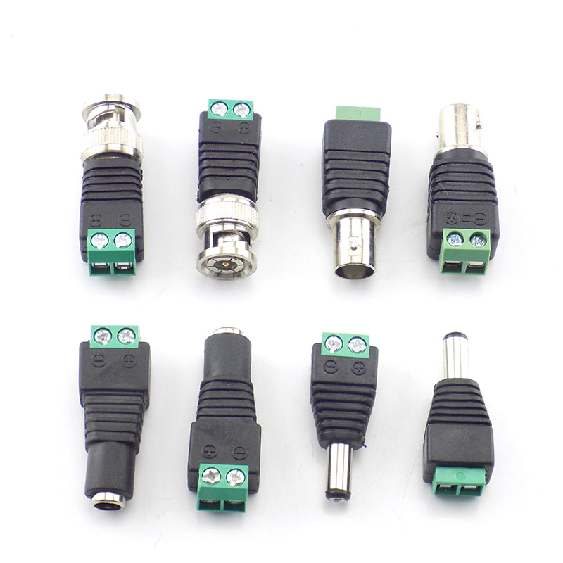 CCTV BNC Connector DC Power Male Female Plug Adapter CCTV Video Balun System Security Adapter Coax CAT5 for Camera Accessories