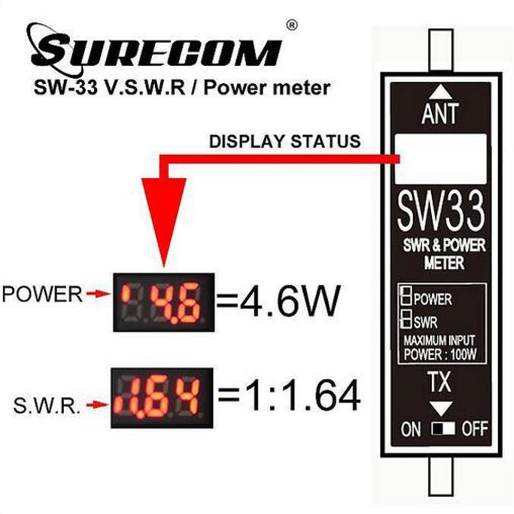 SURECOM SW33 Mini Power SWR Meter VHF UHF Tragbare Tester für Ham Two Way Radio Mini Tester Zähler SW-33