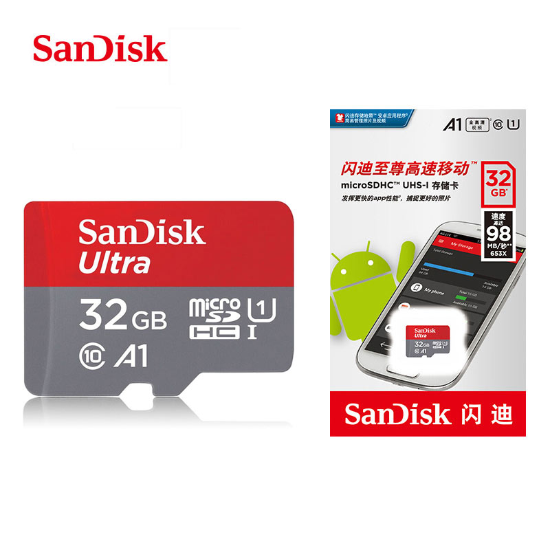 Sandisk Ultra Memory Card 32gb 64gb 128gb 200gb 256gb micro SD Class 10 microSDHC/SDXC TF Card 98MB/S 100MB/S for UAV Cellphone