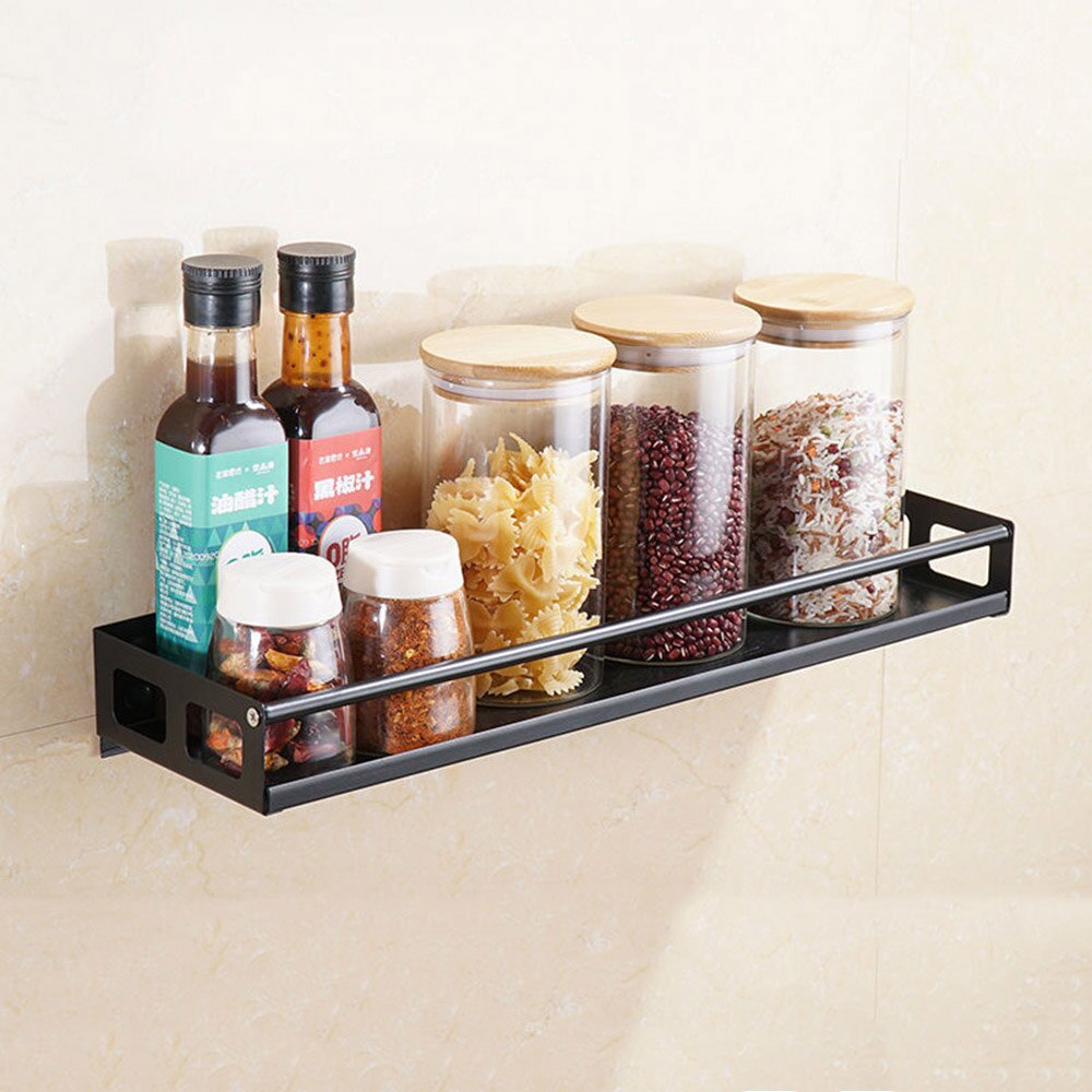 Kitchen Organizer Wall Mount Bracket Wall Storage Rack Spice Jar Rack Cabinet Shelf Kitchen Gadget Supplies Bathroom Rack
