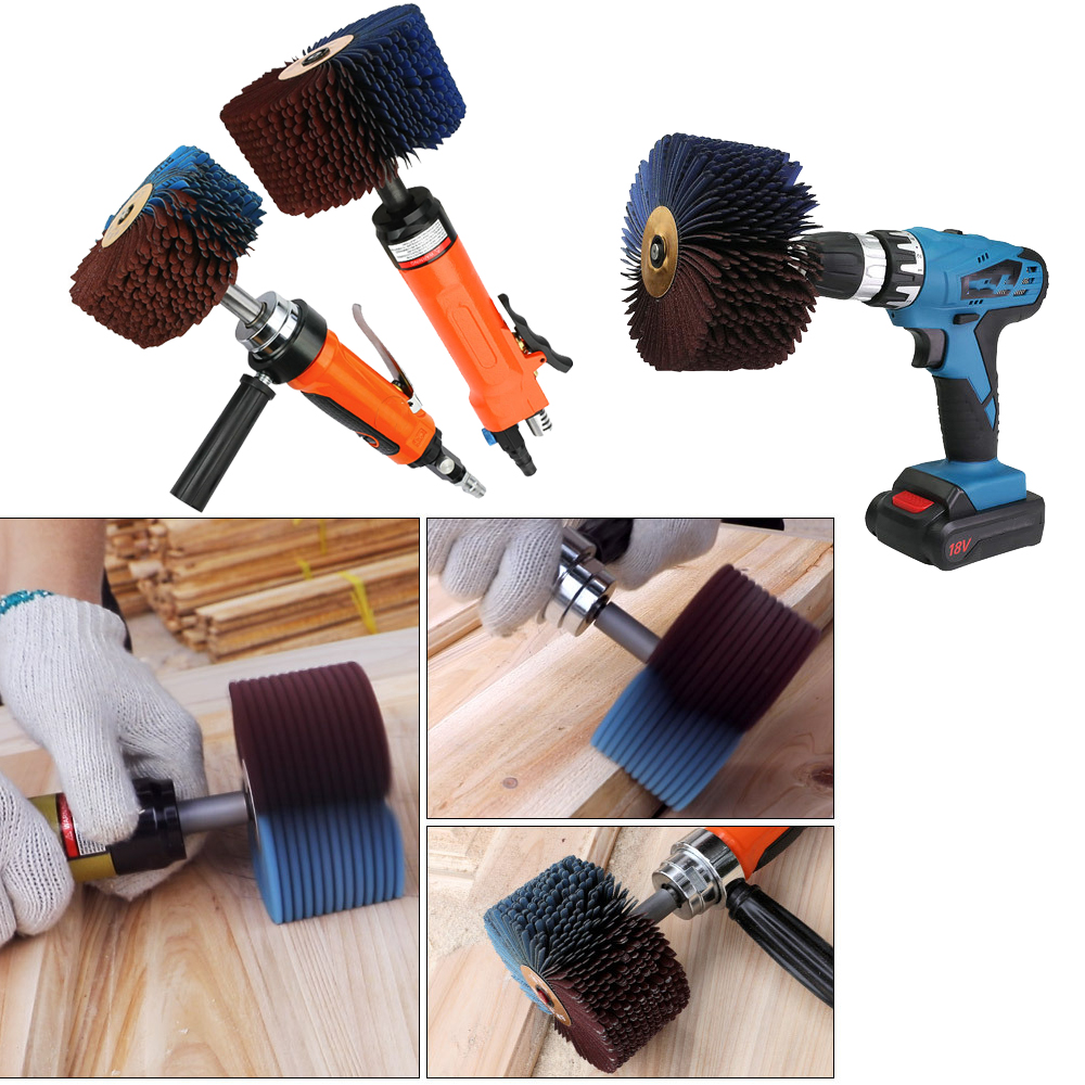 118x60/30mm 120-600 Grit Abrasives Wire Drum Wood Burnishing Polishing Wheel Brush Cloth Sanding Grinding Groove Mop Buffing Pad